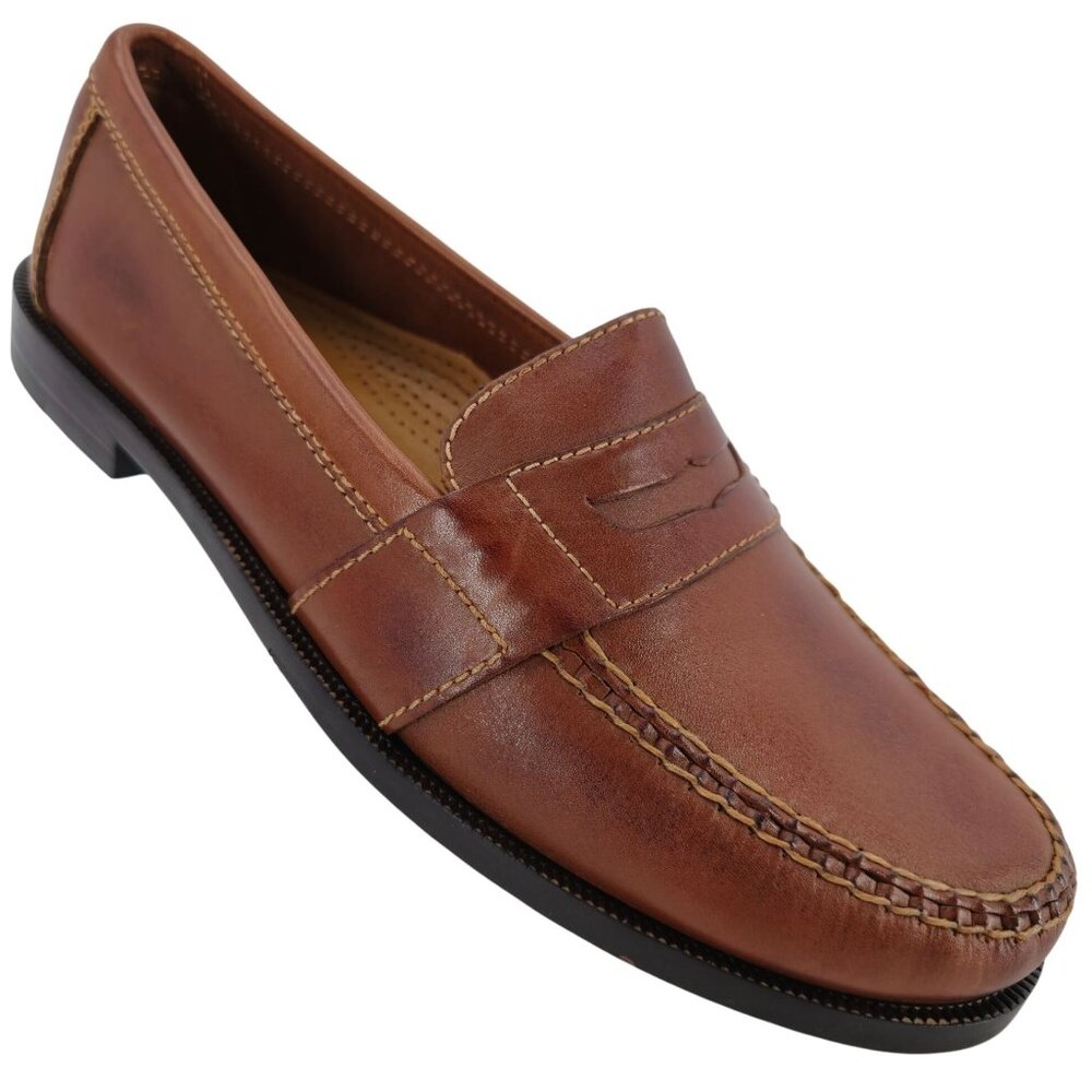 Cole Haan Douglas Mens 10.5 Saddle Tan Leather Dress Shoes Classic Penny Loafers - Picture 5 of 15